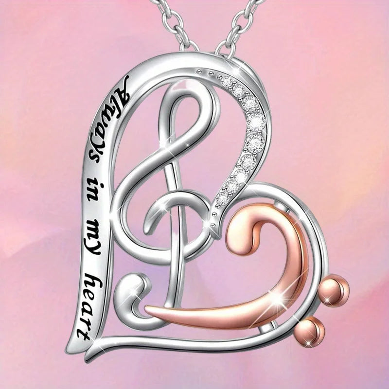 Love Music Bi-tone Heart Necklace