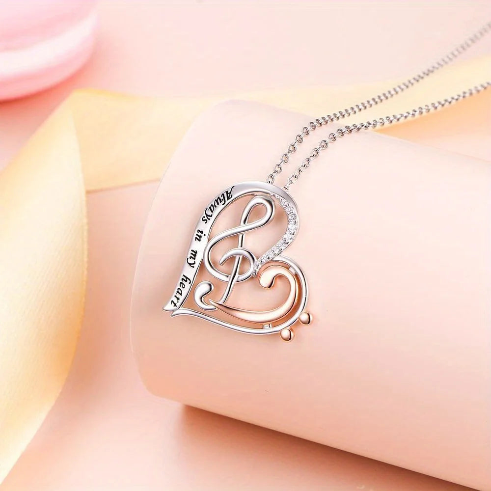 Love Music Bi-tone Heart Necklace