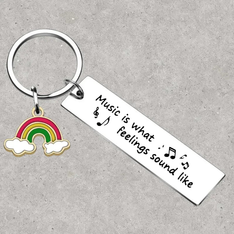 Music Quote & Rainbow Keychain