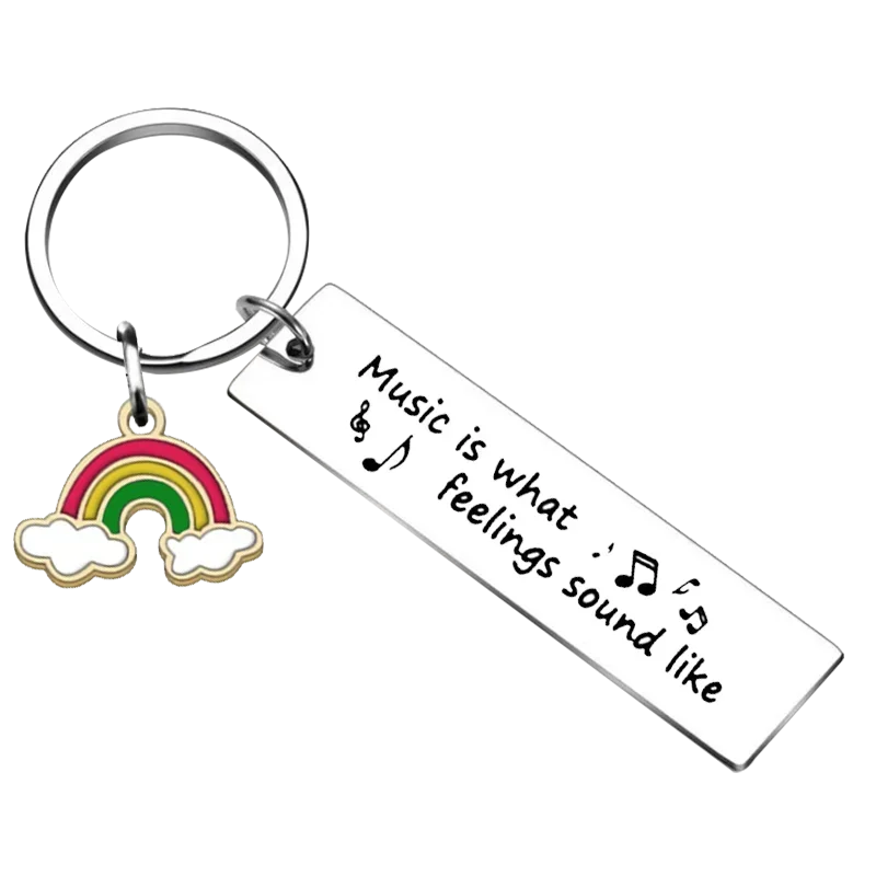Music Quote & Rainbow Keychain