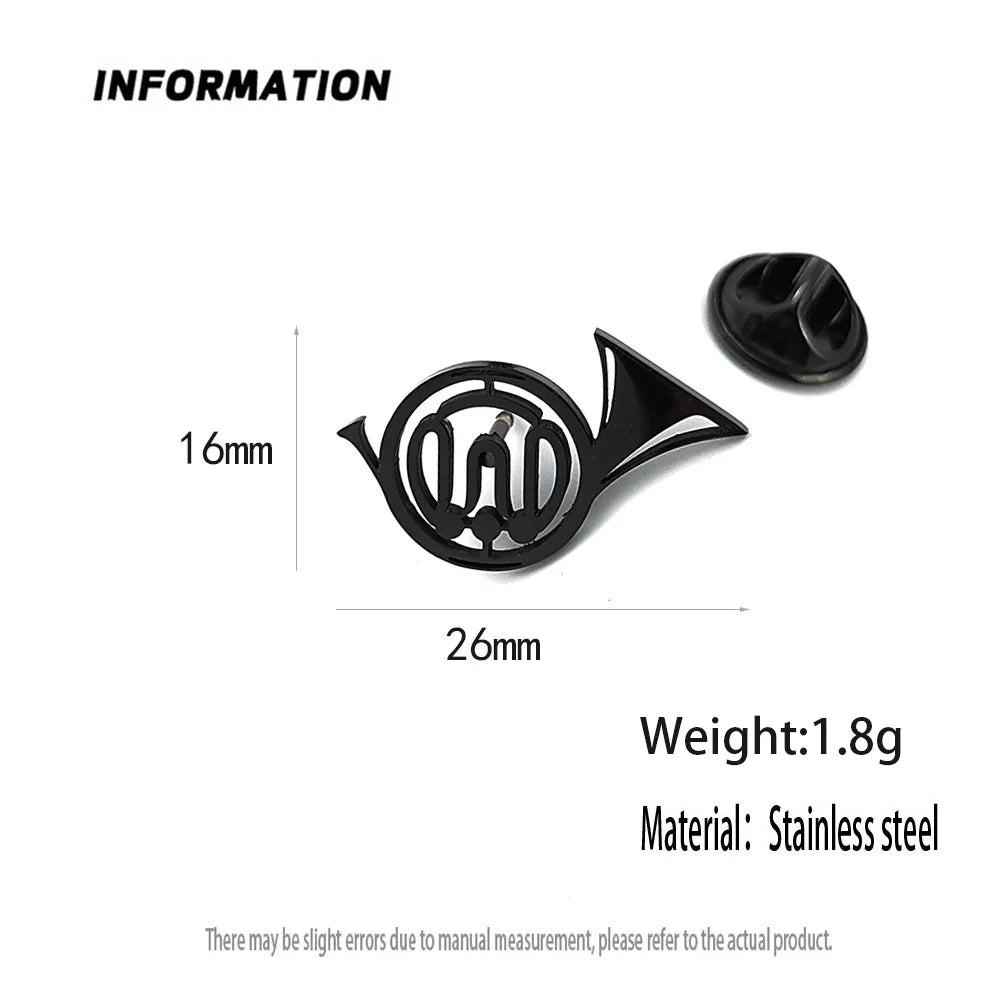 Classical French Horn Brooch Pin