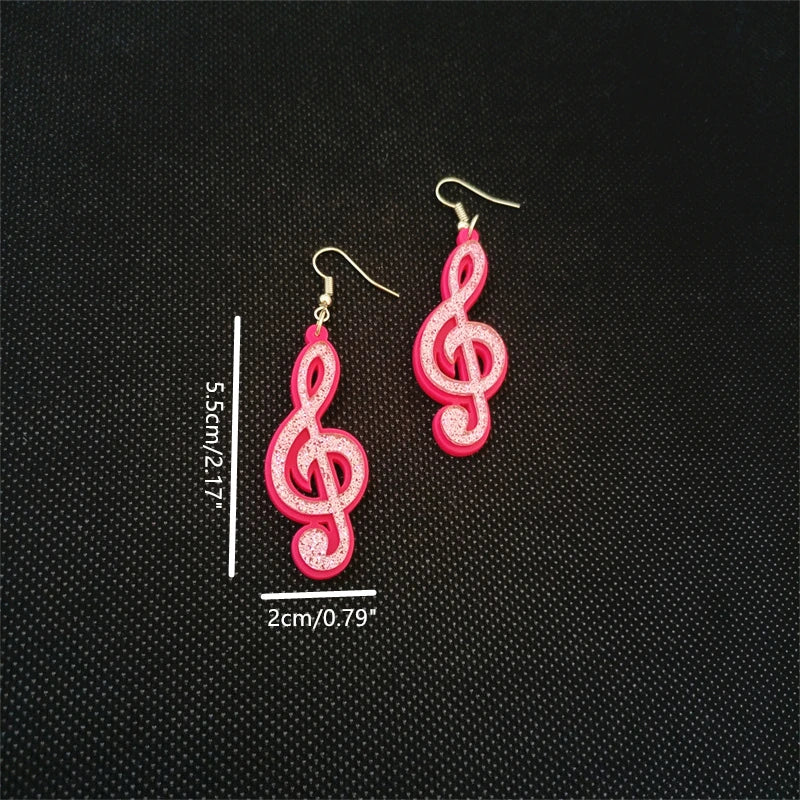 Pink Treble Clef Music Earrings