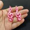 Pink Treble Clef Music Earrings