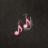 Pink Music Eighth Note Earrings