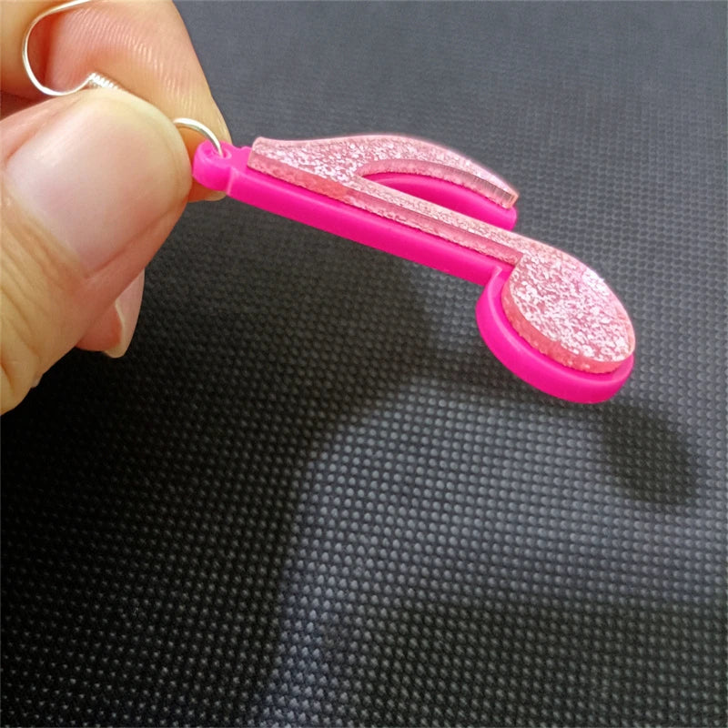 Pink Music Eighth Note Earrings