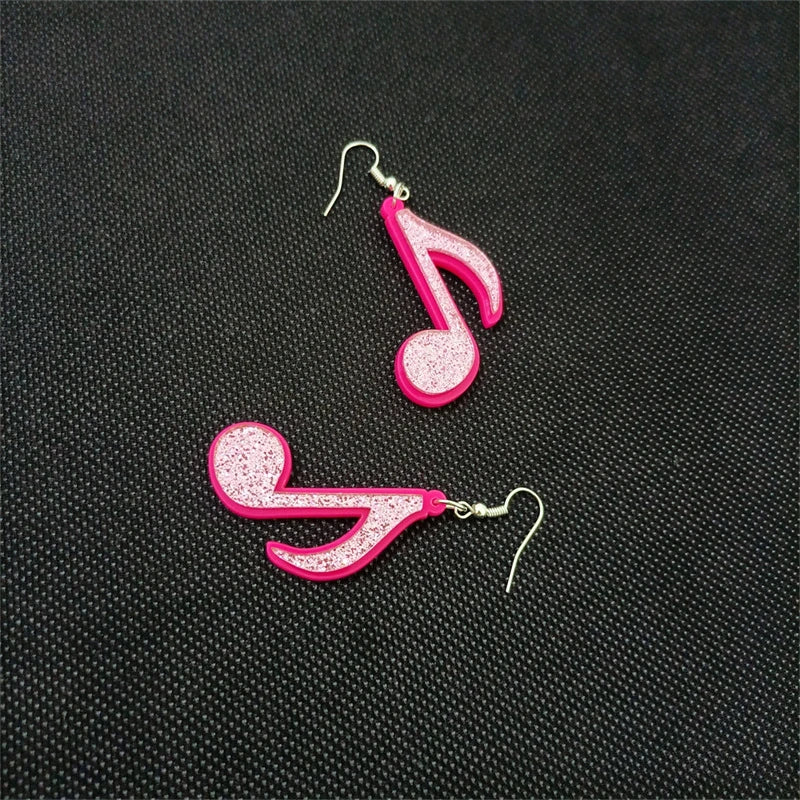 Pink Music Eighth Note Earrings