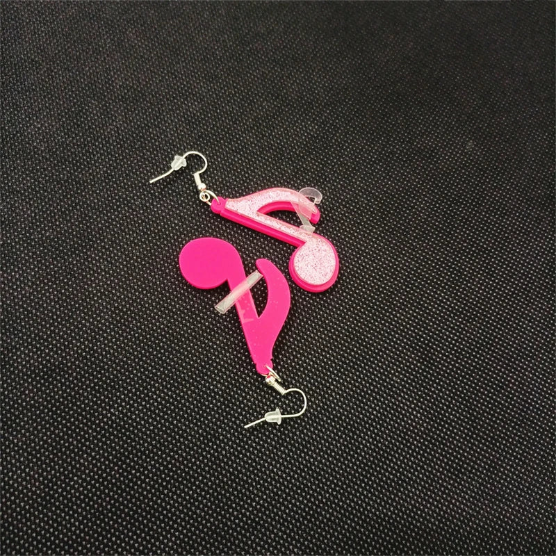 Pink Music Eighth Note Earrings