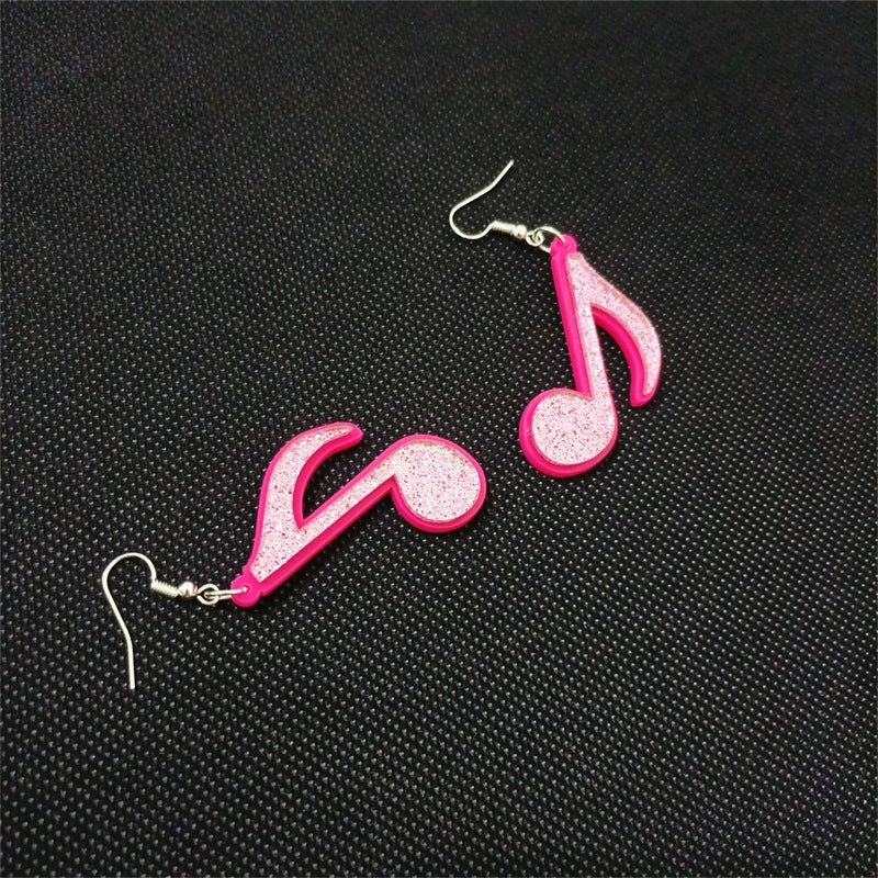 Pink Music Eighth Note Earrings