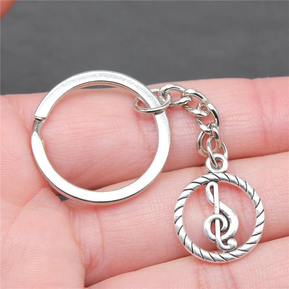 Music Treble Clef Round Keychain