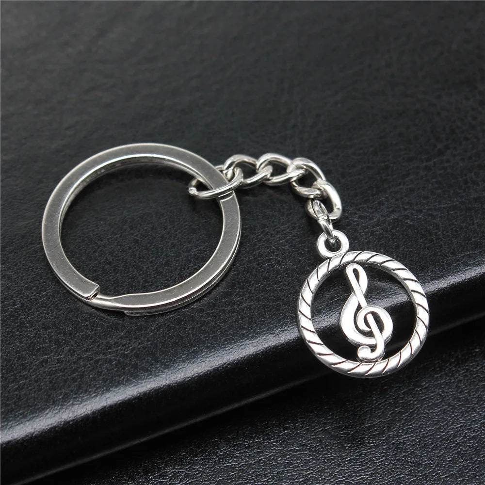 Music Treble Clef Round Keychain