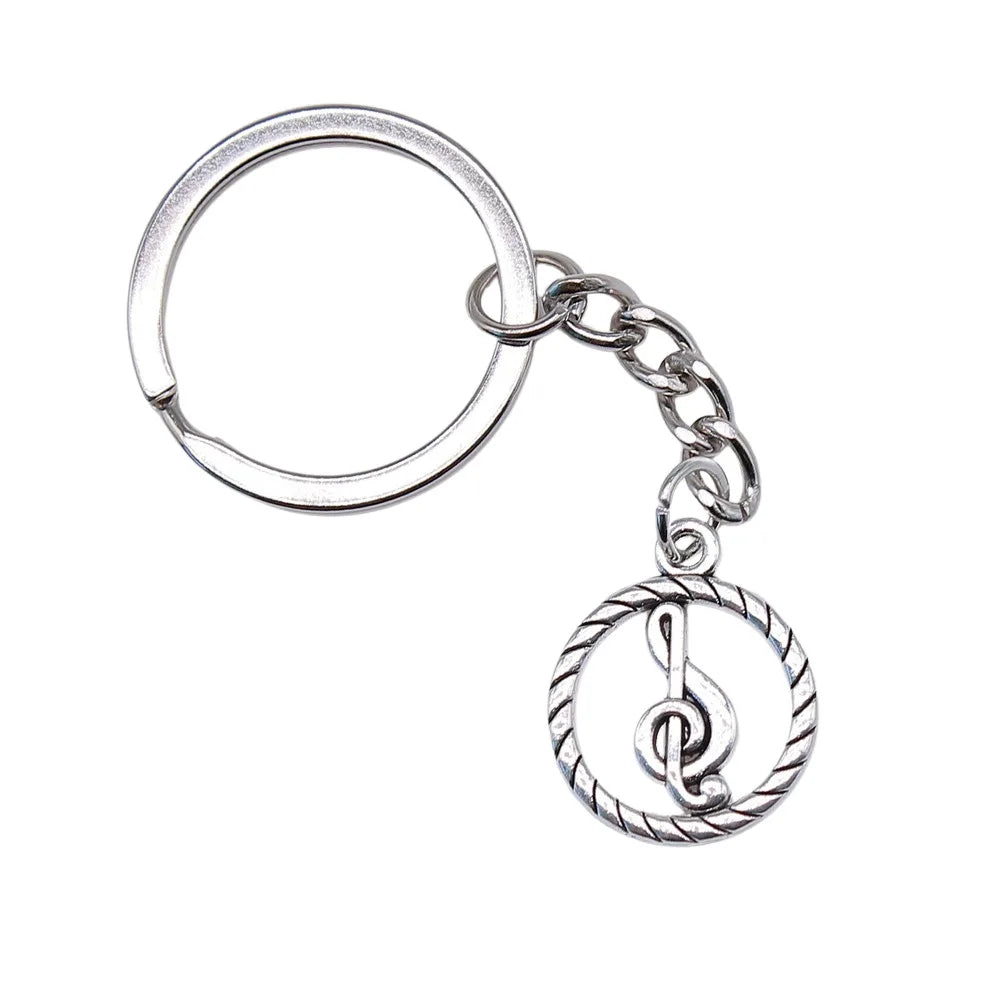 Music Treble Clef Round Keychain