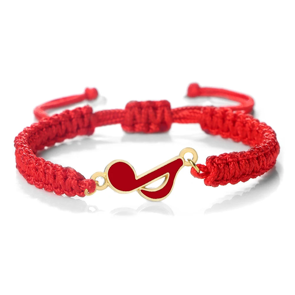 Red Eighth Note Rope Bracelet