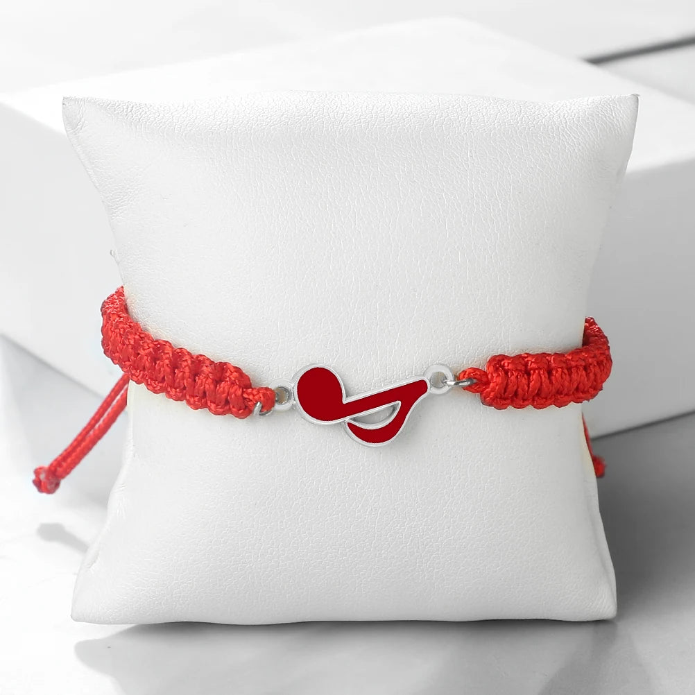 Red Eighth Note Rope Bracelet