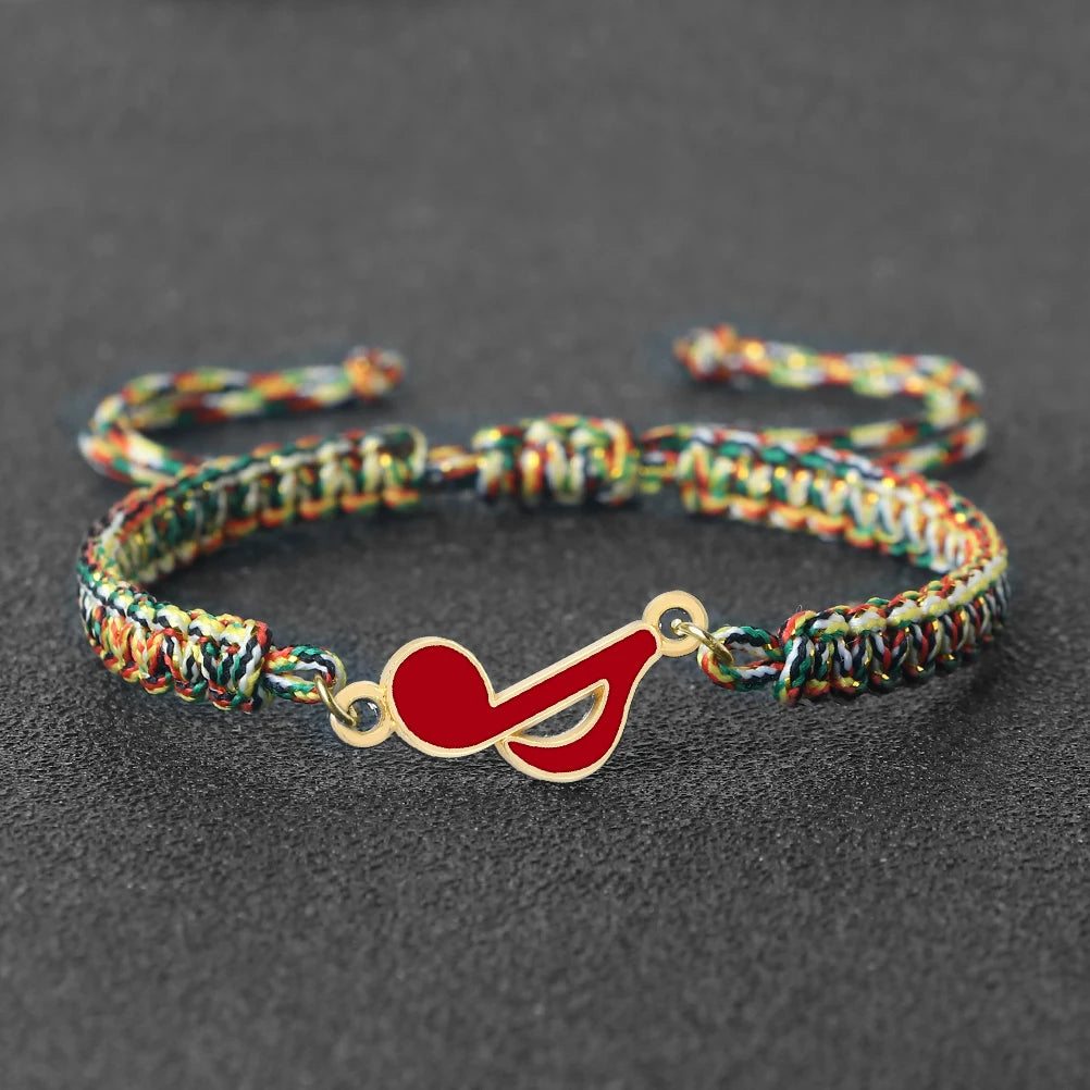 Red Eighth Note Rope Bracelet
