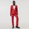 Red Piano Musician Printed Blazer Suit Set