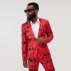 Red Piano Musician Printed Blazer Suit Set