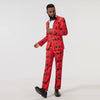 Red Piano Musician Printed Blazer Suit Set