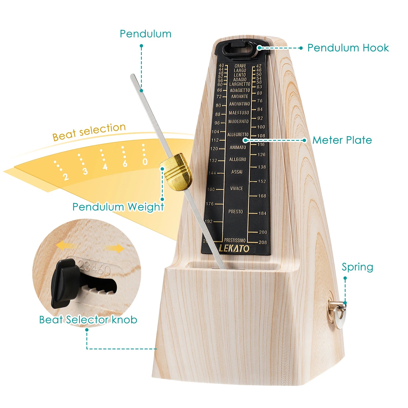 Wood Style Mechanical Metronome