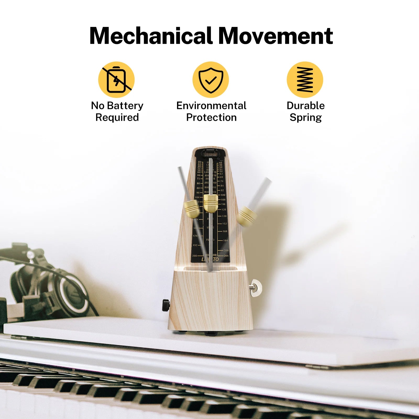 Wood Style Mechanical Metronome