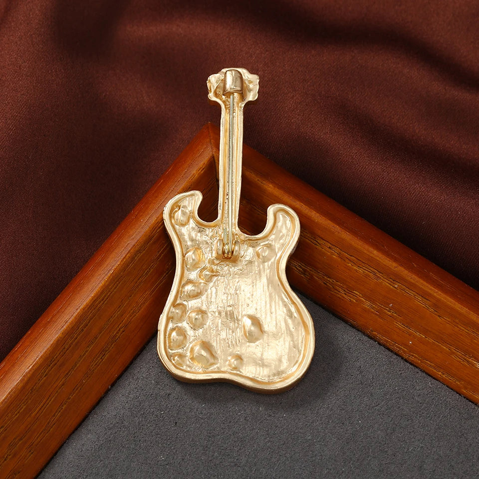 Sparkling Electric Guitar Brooch Pin