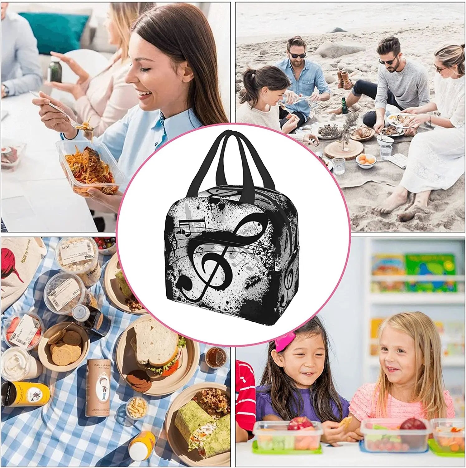 Music Treble Clef Insulated Lunch Bag