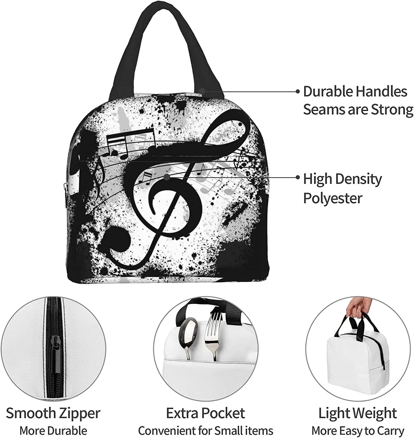 Music Treble Clef Insulated Lunch Bag
