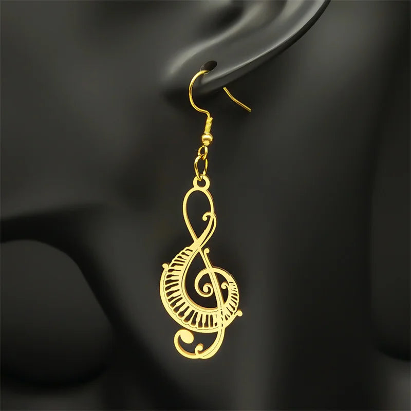 Music Treble Clef Hollow Earrings