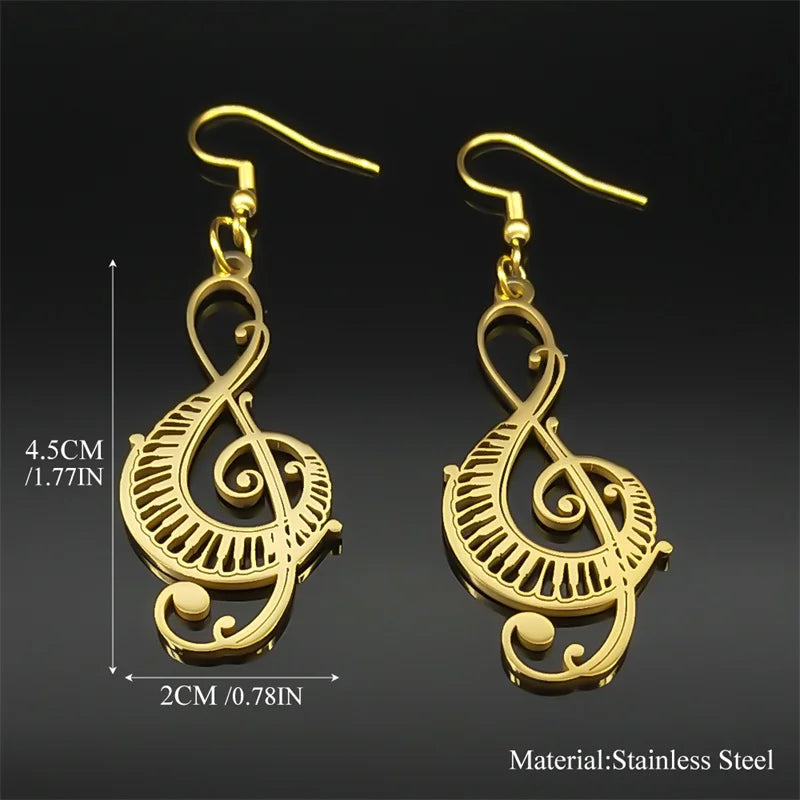 Music Treble Clef Hollow Earrings