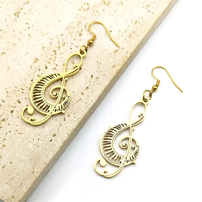 Music Treble Clef Hollow Earrings