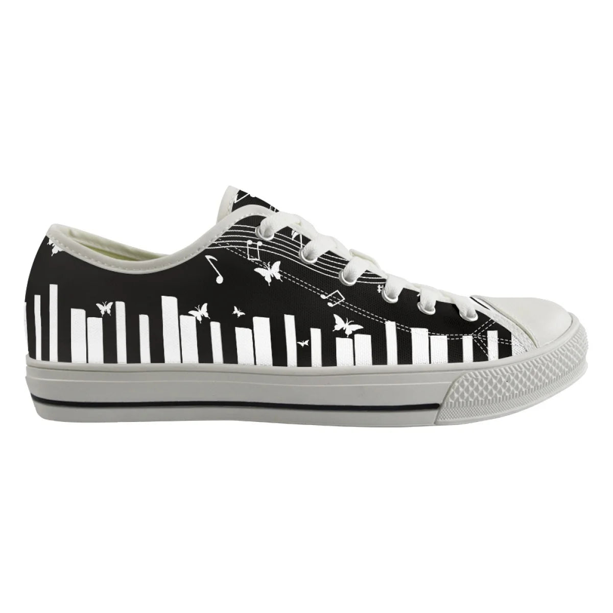 Piano & Butterfly Print Canvas Shoes