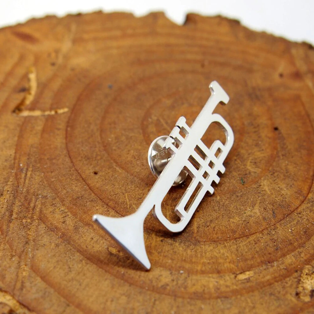 Silver/Gold Color Trumpet Brooch Pin