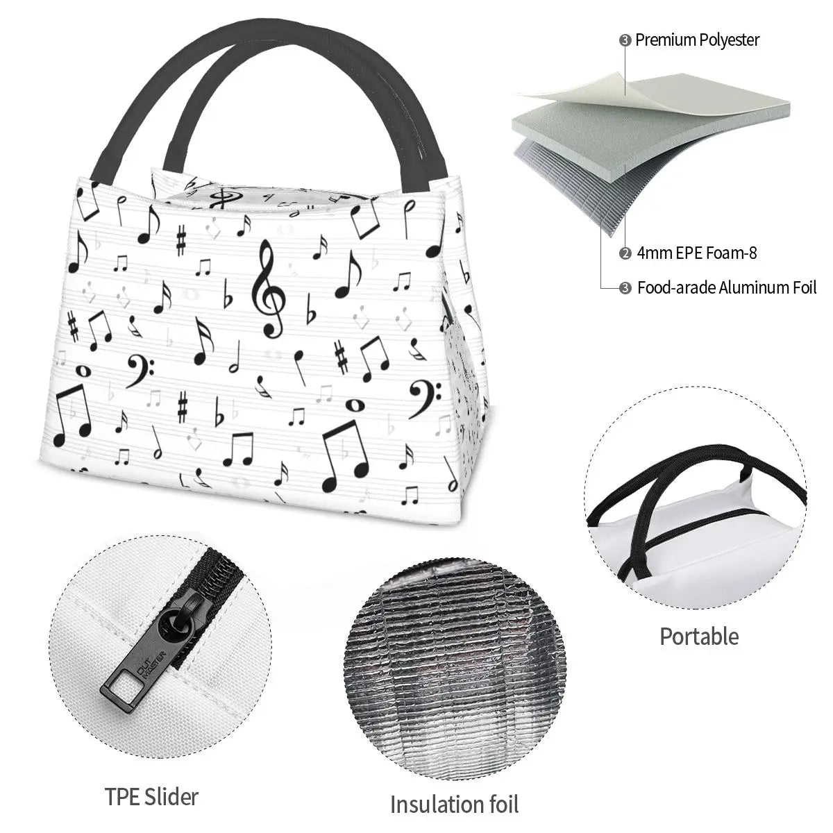 Musical Notes Thermal Lunch Bag
