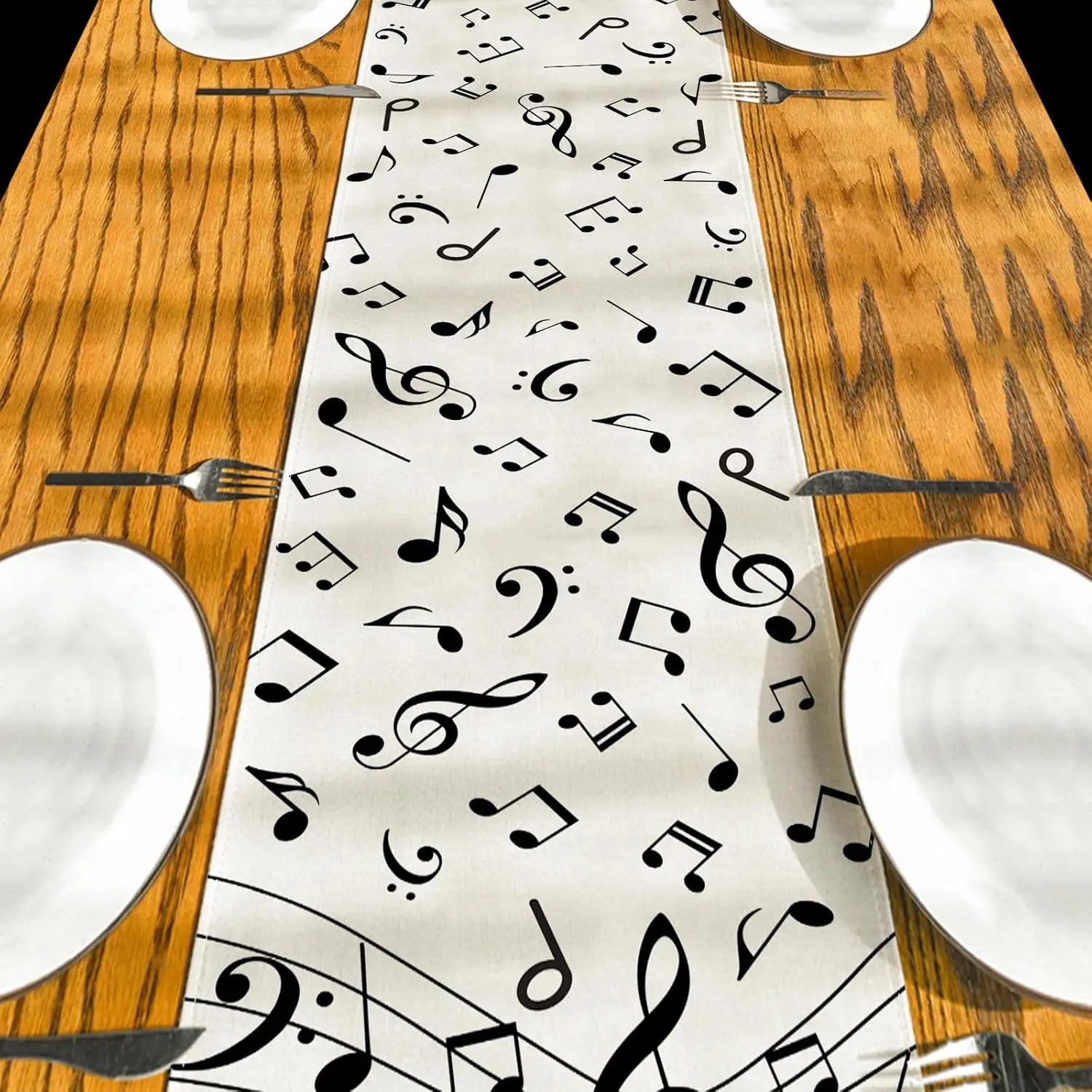 Musical Notes Linen Table Runner