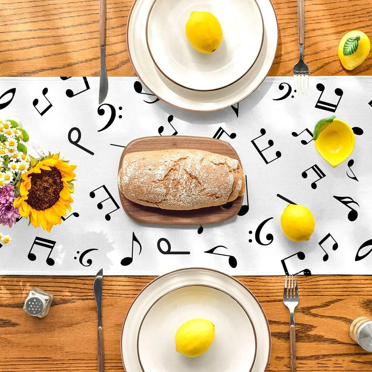 Musical Notes Linen Table Runner