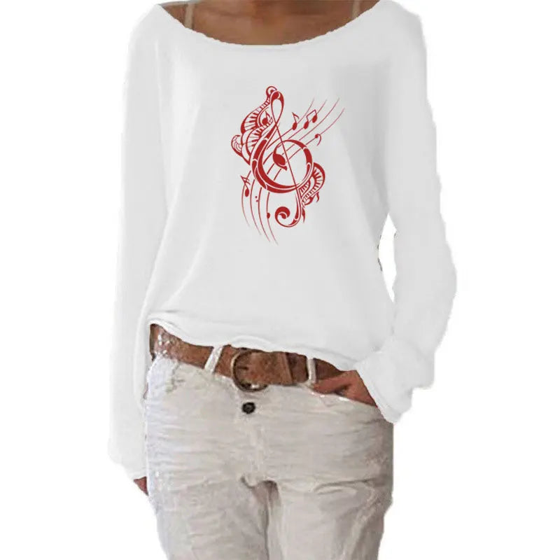 New Music Notes Casual Long Sleeve Top