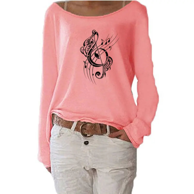 New Music Notes Casual Long Sleeve Top