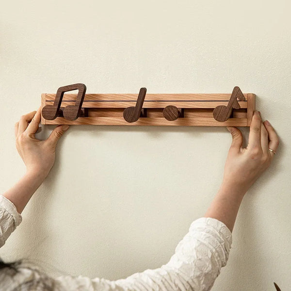 Adjustable Music Notes Wooden Wall Hanger - Artistic Pod