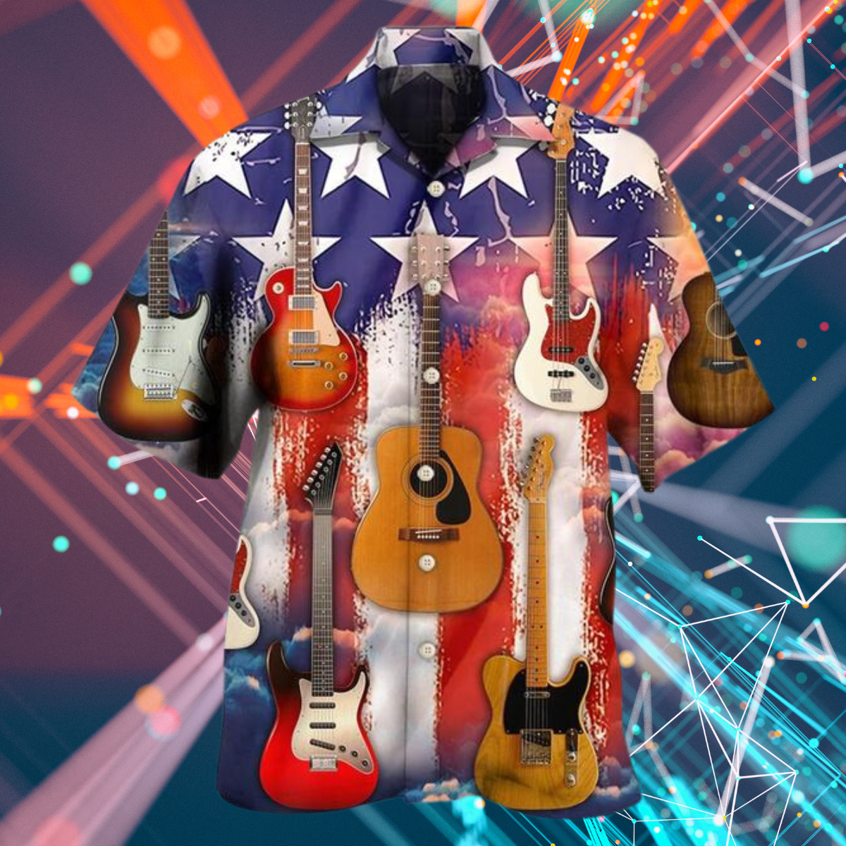 American Flag Guitar Shirt