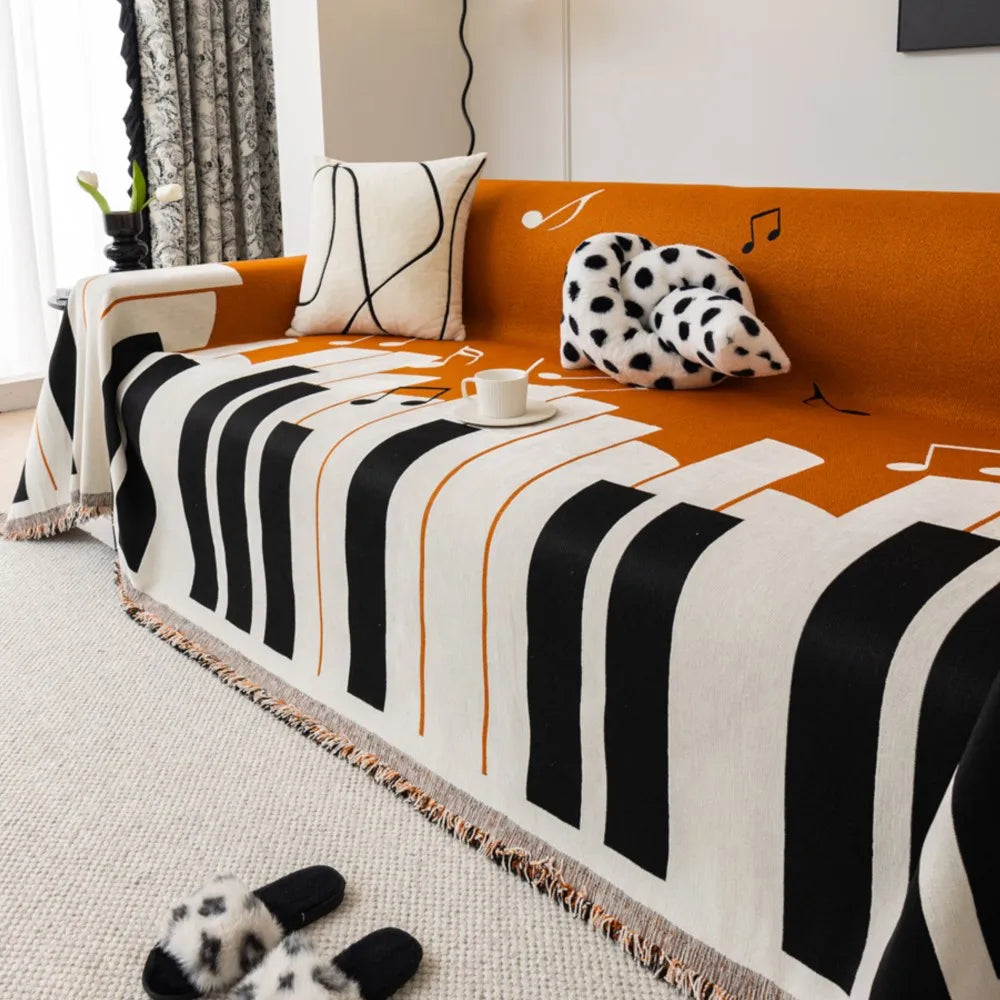 Music Piano Keys Sofa Cover Blanket