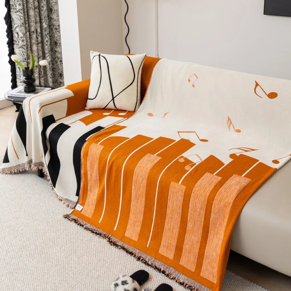 Music Piano Keys Sofa Cover Blanket