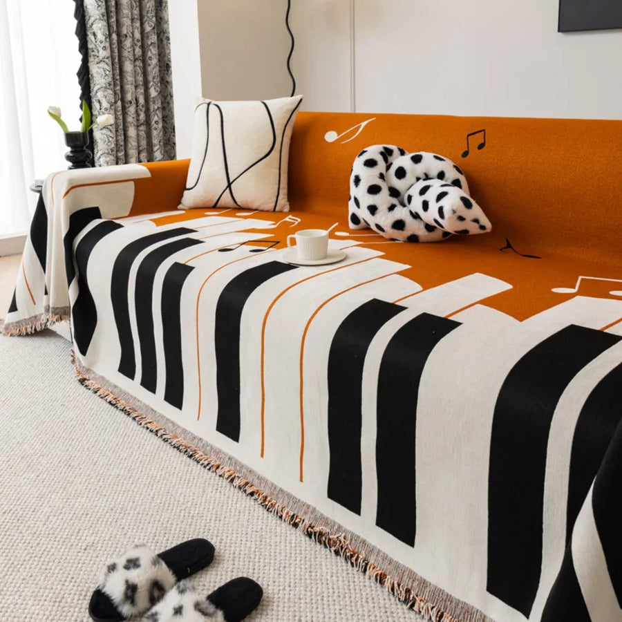 Music Piano Keys Sofa Cover Blanket