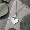 Eighth Note Quaver Music Heart Necklace