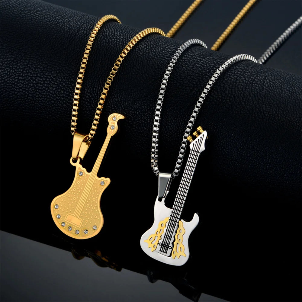 Bling Guitar V.S. Rock Guitar Pendant Necklace