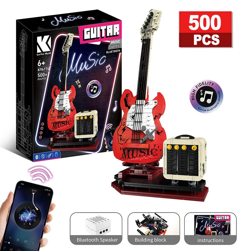 Red Electric Guitar Building Blocks Bluetooth Speaker