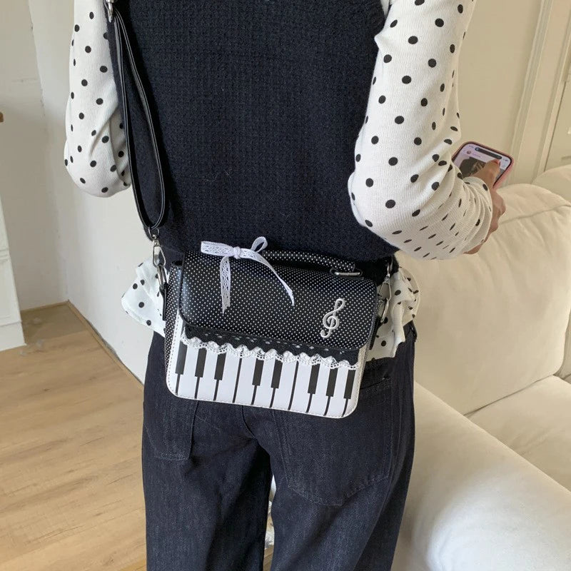 Piano Keys Dots & Lace Crossbody Bag