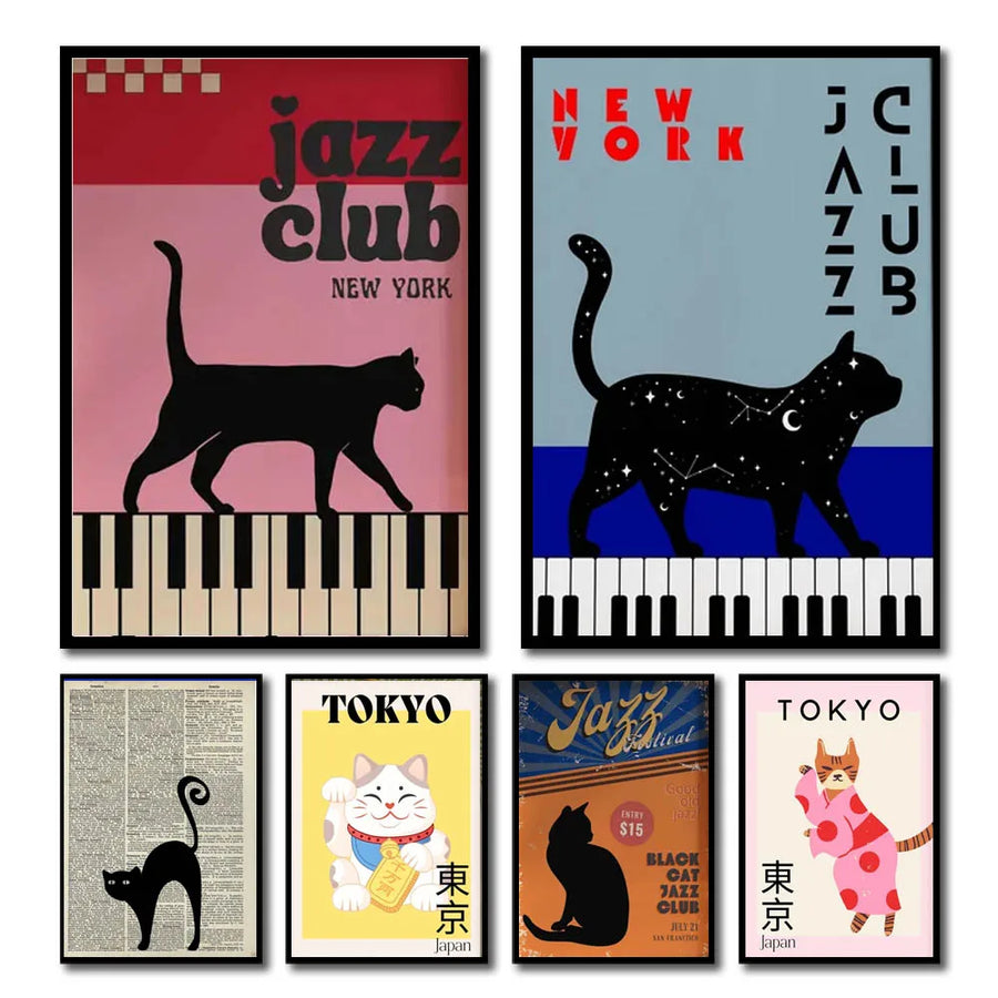 Music Black Cat Canvas Art