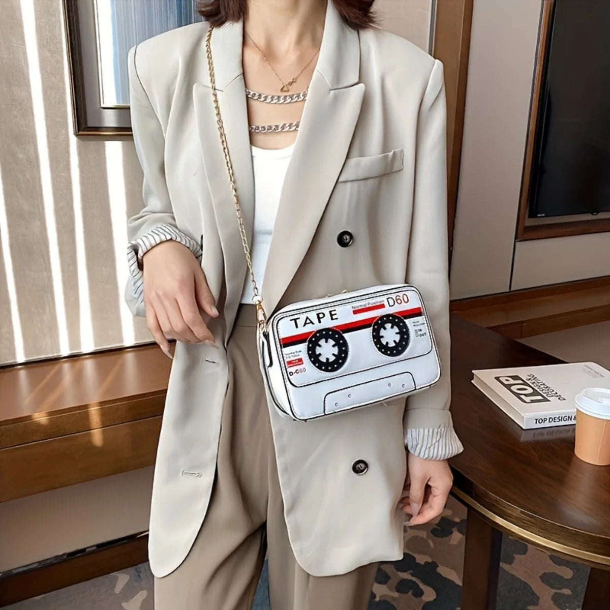Funny Cassette Tape Crossbody Bag