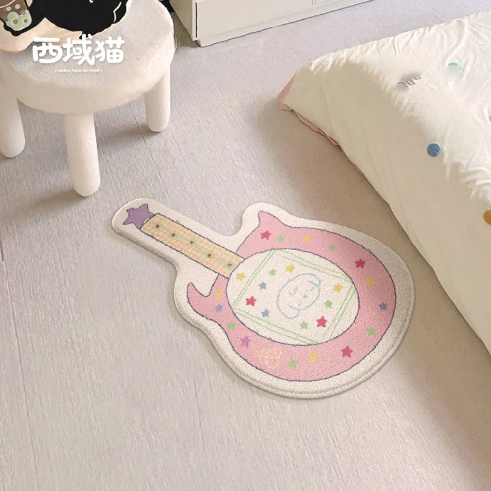 Pink/Blue Cute Guitar Shaped Carpet