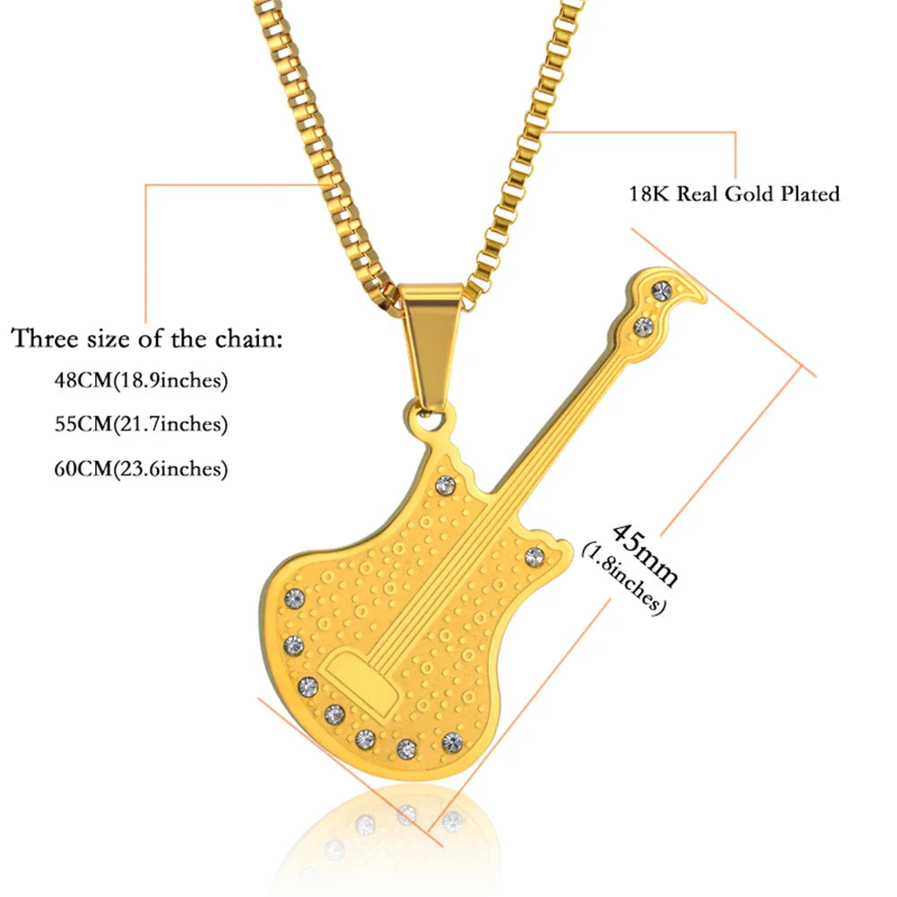 Bling Guitar V.S. Rock Guitar Pendant Necklace