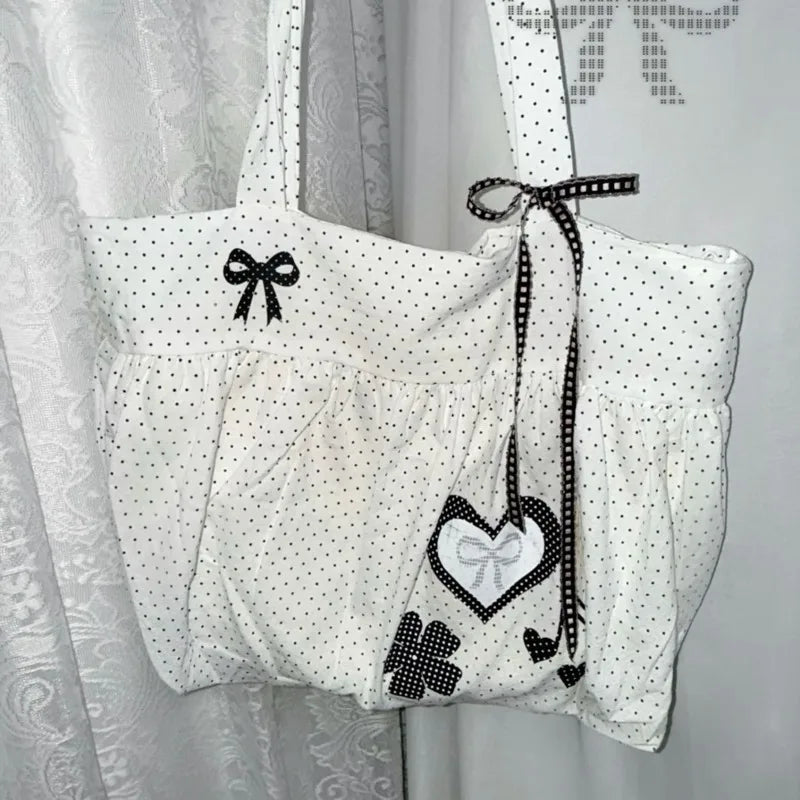 Dot Pattern Music White Tote Bag